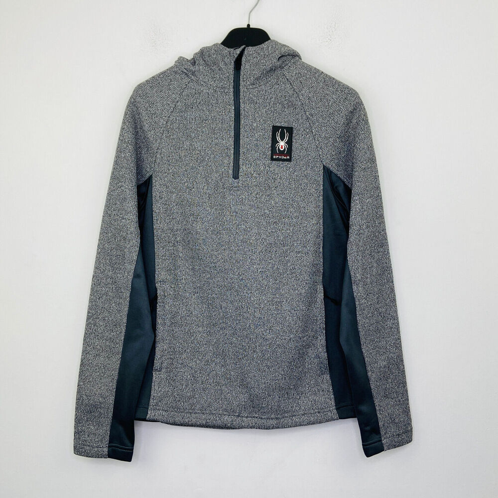 Spyder Men's Small Jacket Gray Boundless 1/4 Zip Hooded Fleece Lined NWT CK2